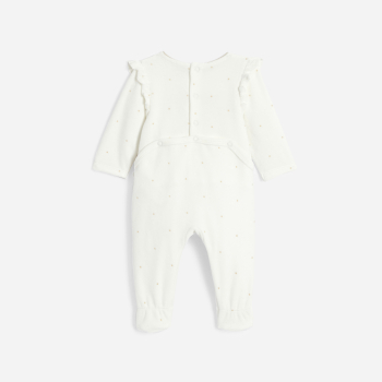 بيجاما مخملية للطفلة الرضيعة عليها رسم ظبي أبيض لامع